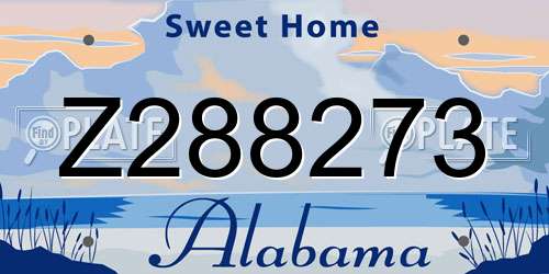 Z288273 Alabama License Plate