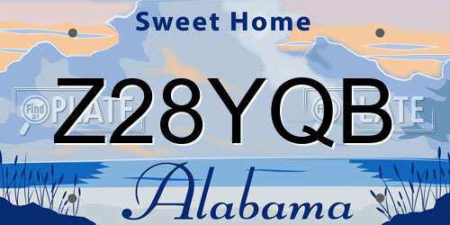 Z28YQB Alabama License Plate