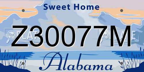 Z30077M Alabama License Plate