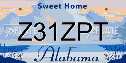 Z31ZPT Alabama License Plate