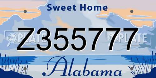 Z355777 Alabama License Plate