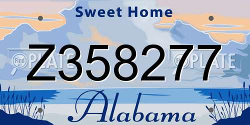 Z358277 Alabama License Plate