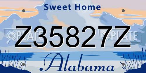 Z35827Z Alabama License Plate