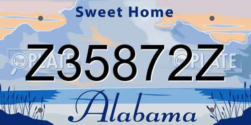 Z35872Z Alabama License Plate