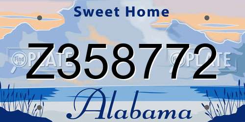 Z358772 Alabama License Plate