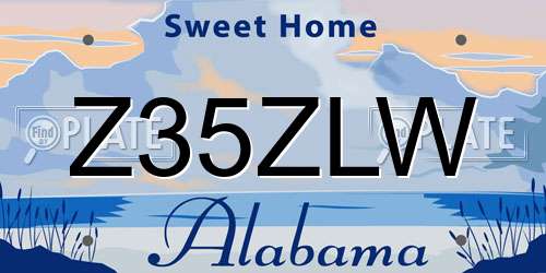Z35ZLW Alabama License Plate