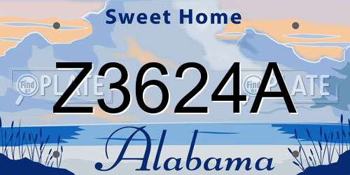 Z3624A Alabama License Plate
