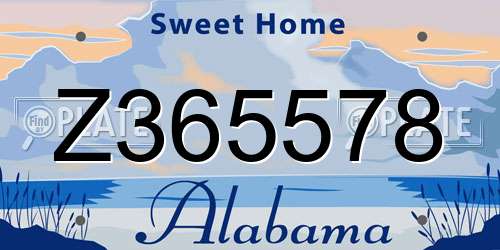 Z365578 Alabama License Plate