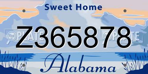 Z365878 Alabama License Plate