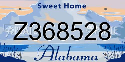 Z368528 Alabama License Plate
