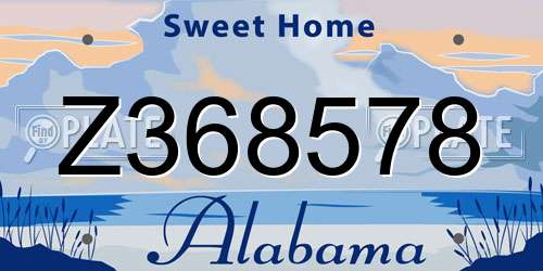 Z368578 Alabama License Plate