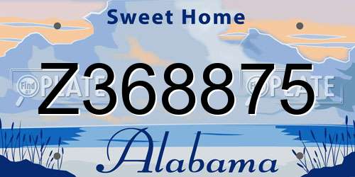 Z368875 Alabama License Plate