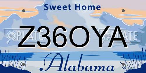 Z36OYA Alabama License Plate