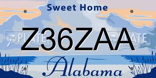 Z36ZAA Alabama License Plate