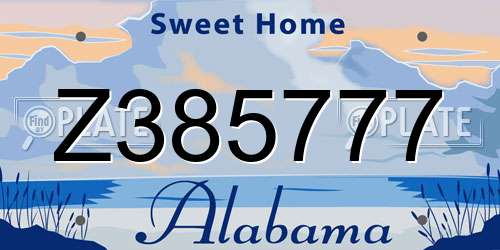 Z385777 Alabama License Plate