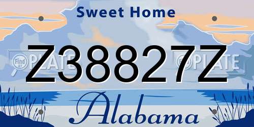 Z38827Z Alabama License Plate
