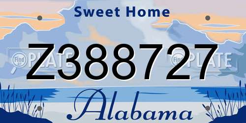 Z388727 Alabama License Plate