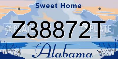 Z38872T Alabama License Plate