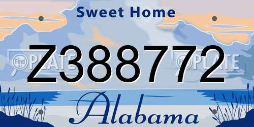Z388772 Alabama License Plate