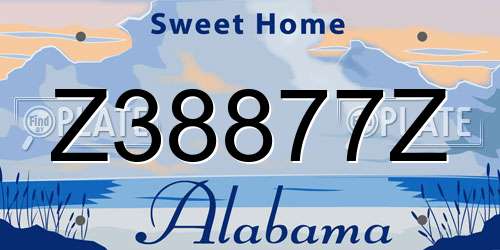 Z38877Z Alabama License Plate