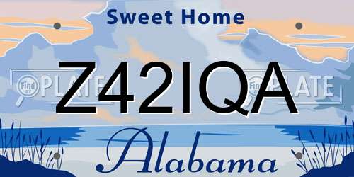 Z42IQA Alabama License Plate