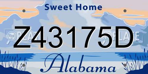 Z43175D Alabama License Plate