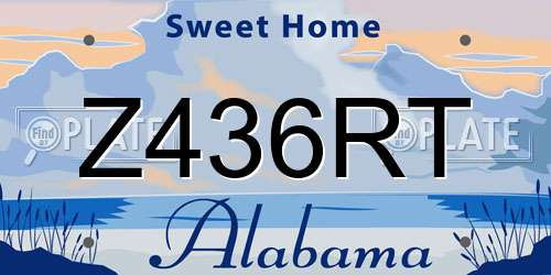 Z436RT Alabama License Plate