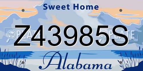 Z43985S Alabama License Plate