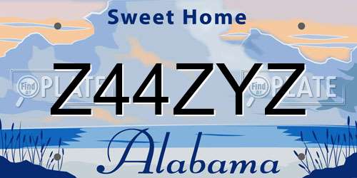 Z44ZYZ Alabama License Plate