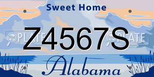Z4567S Alabama License Plate