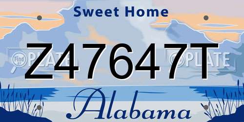 Z47647T Alabama License Plate