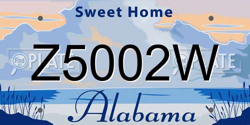 Z5002W Alabama License Plate