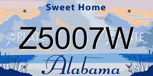 Z5007W Alabama License Plate