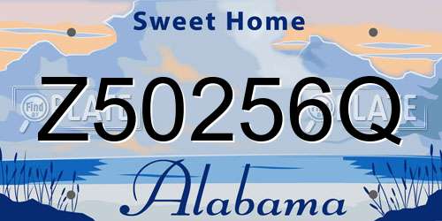 Z50256Q Alabama License Plate