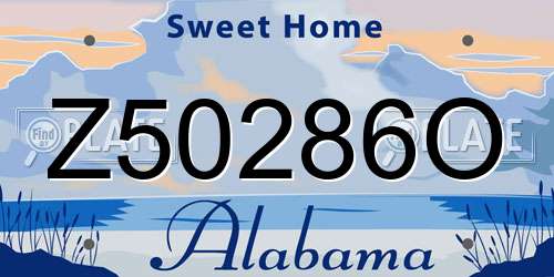 Z50286O Alabama License Plate