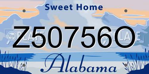 Z50756O Alabama License Plate