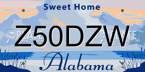 Z50DZW Alabama License Plate