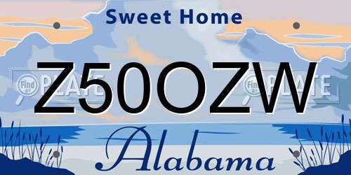Z50OZW Alabama License Plate
