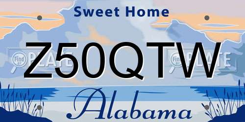 Z50QTW Alabama License Plate