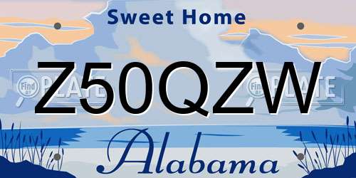 Z50QZW Alabama License Plate