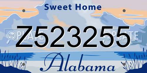 Z523255 Alabama License Plate
