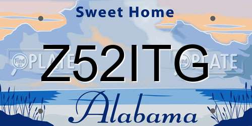 Z52ITG Alabama License Plate