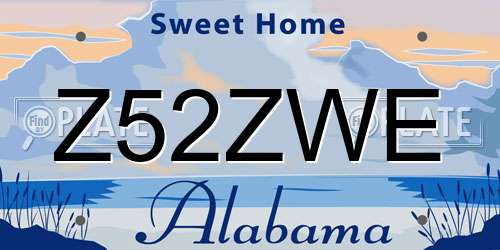 Z52ZWE Alabama License Plate