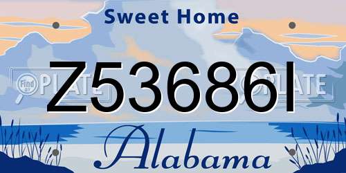 Z53686I Alabama License Plate