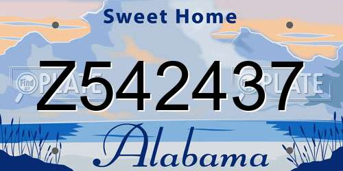 Z542437 Alabama License Plate
