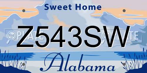 Z543SW Alabama License Plate