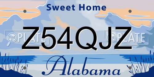 Z54QJZ Alabama License Plate
