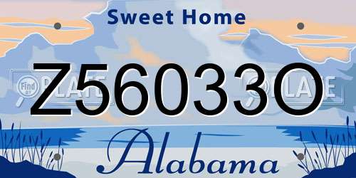 Z56033O Alabama License Plate