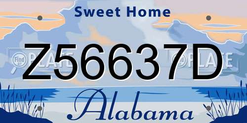 Z56637D Alabama License Plate
