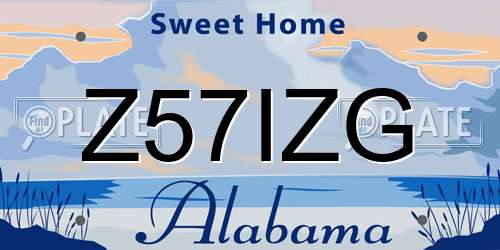 Z57IZG Alabama License Plate